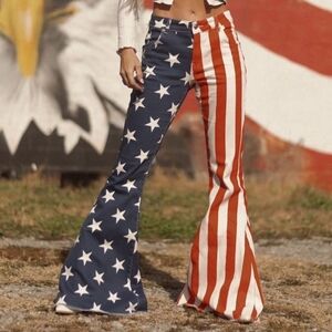 RANCH DRESS'N Fallon Taylor "USA Flag Stars & Stripes Patriotic" flare jeans 00